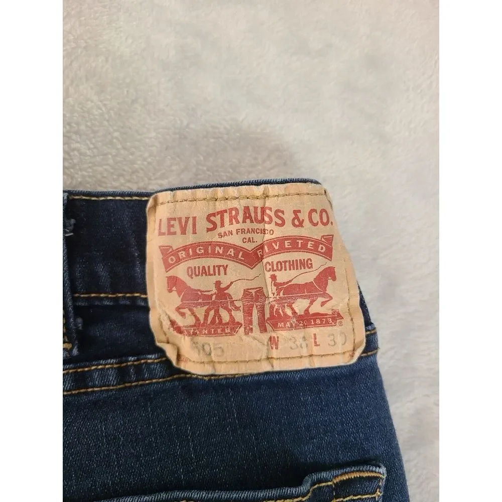 Levi's 505 Men's‎ 38x30 Blue Denim Regular Fit Dark Wash